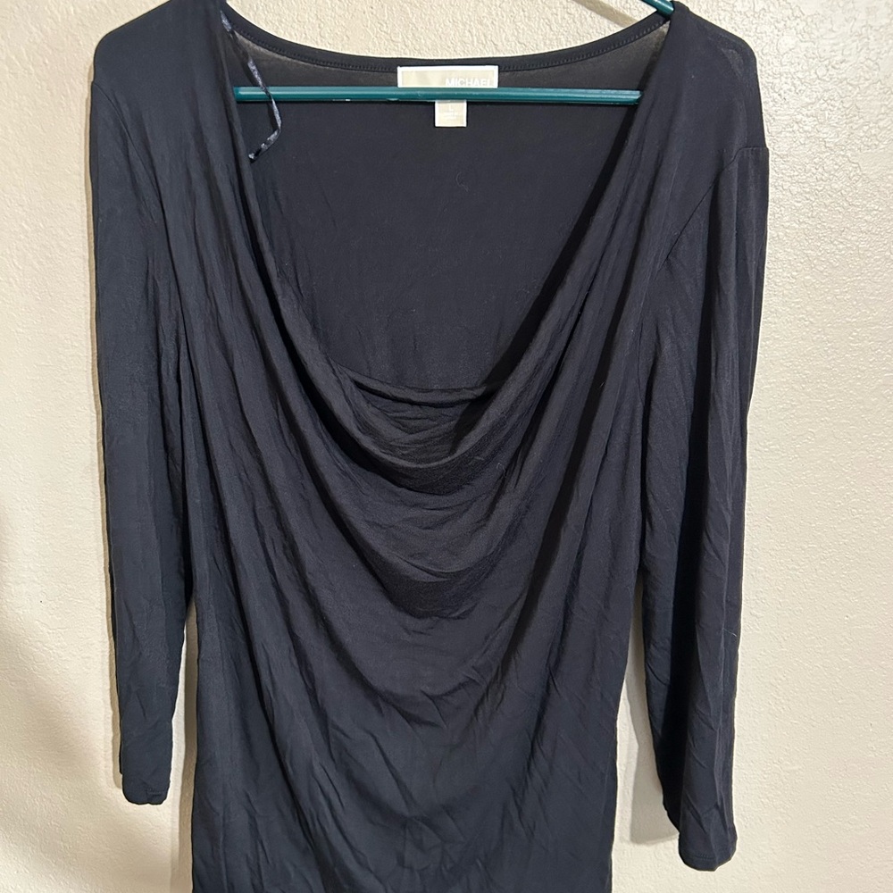 Michael Kors Women’s Top Shirt Sz Large Black Stretch Long Sleeve Professional